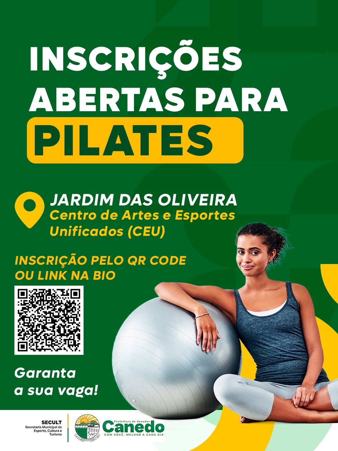 Prefeitura abre inscrições para aulas de pilates em Senador Canedo